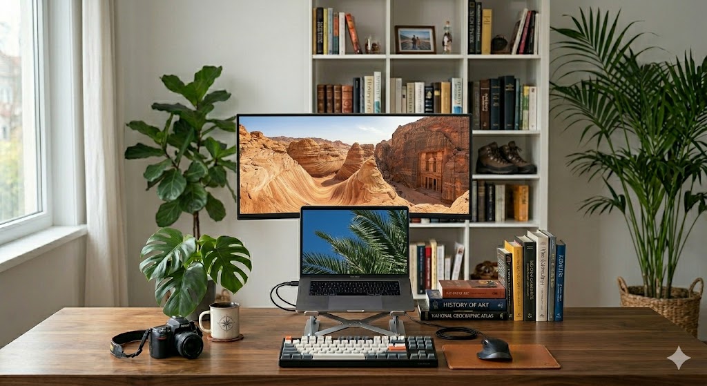 Memory Screen Saver Plus slideshow running on an external display
